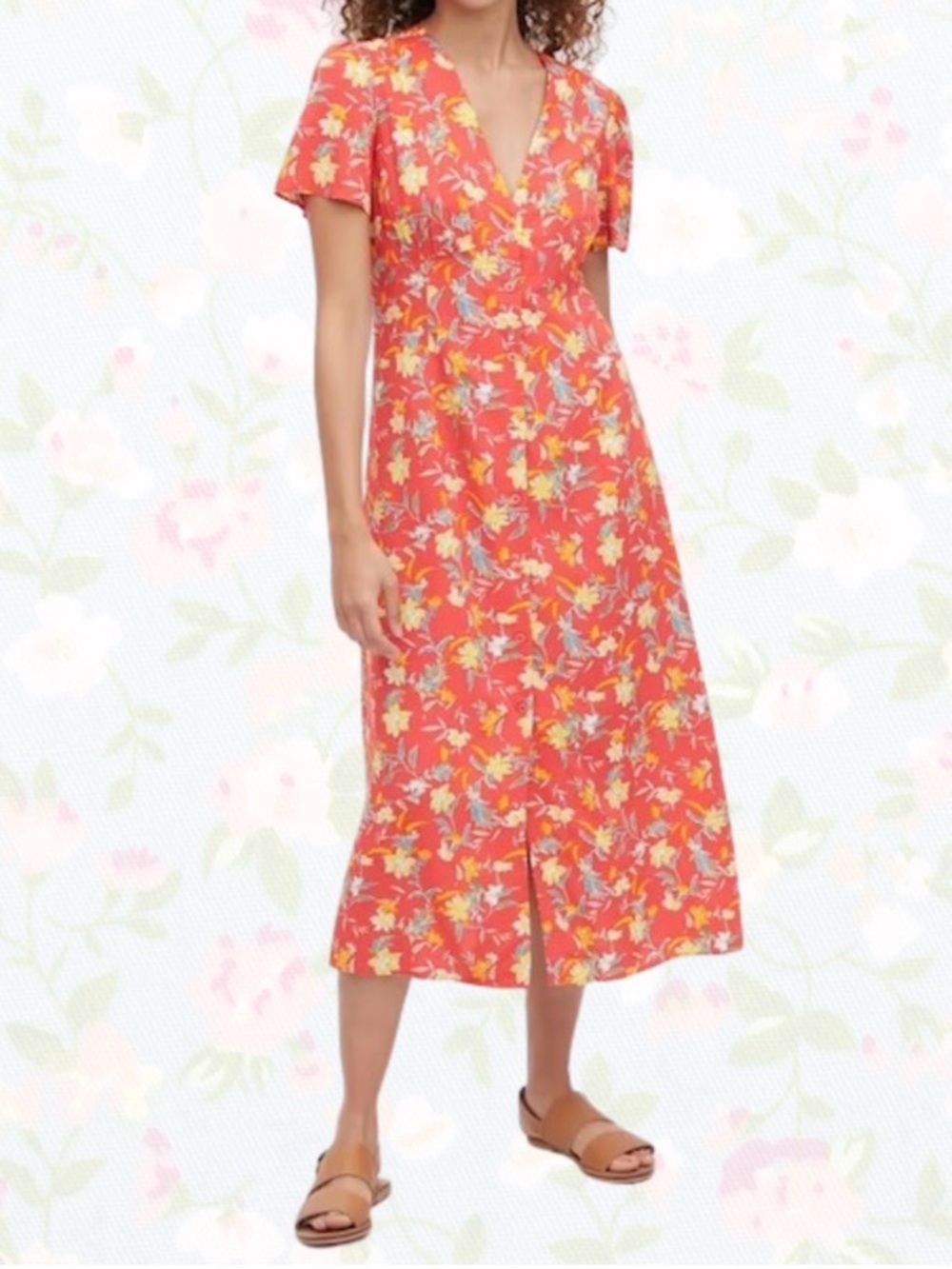 Uniqlo Floral Short Sleeve Flare Dress XS